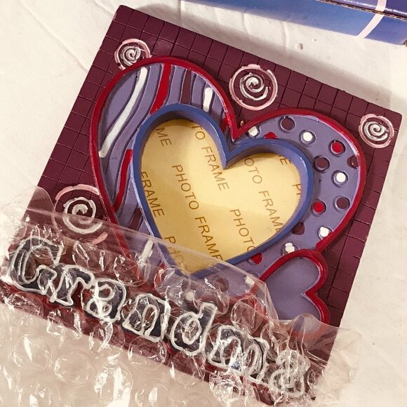 Grandma Heart' Picture Frame - Gift for Hippie Grandmother, Granny Gift NIB VTG - Picture 1 of 4